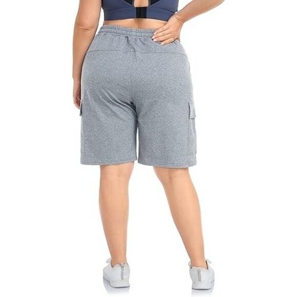 ZERDOCEAN Women's Plus Size Cargo Sweat Shorts Active Heather Gray 1xl - Picture 4 of 5